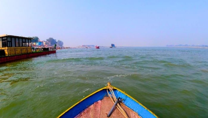 Ayodhya Saryu ghat boat view image